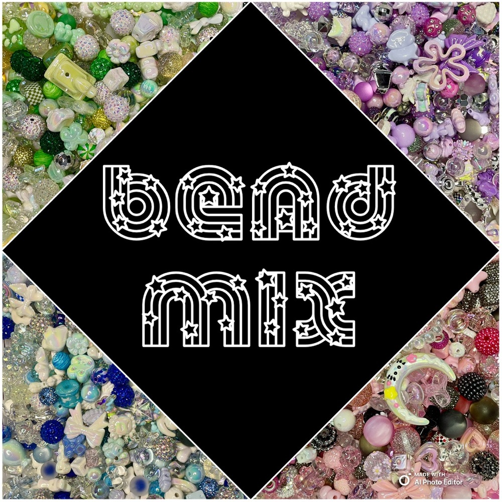 GREEN ACRYLIC BEAD MIX assorted for badge reels, beadable pen, chunky bubblegum